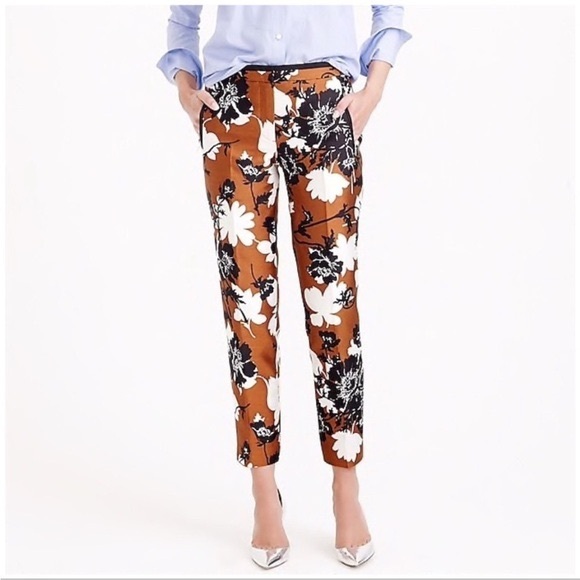 J. Crew Pants - J Crew Collection Ochre Floral Silk
Wool Blend Pants Trousers Size 0